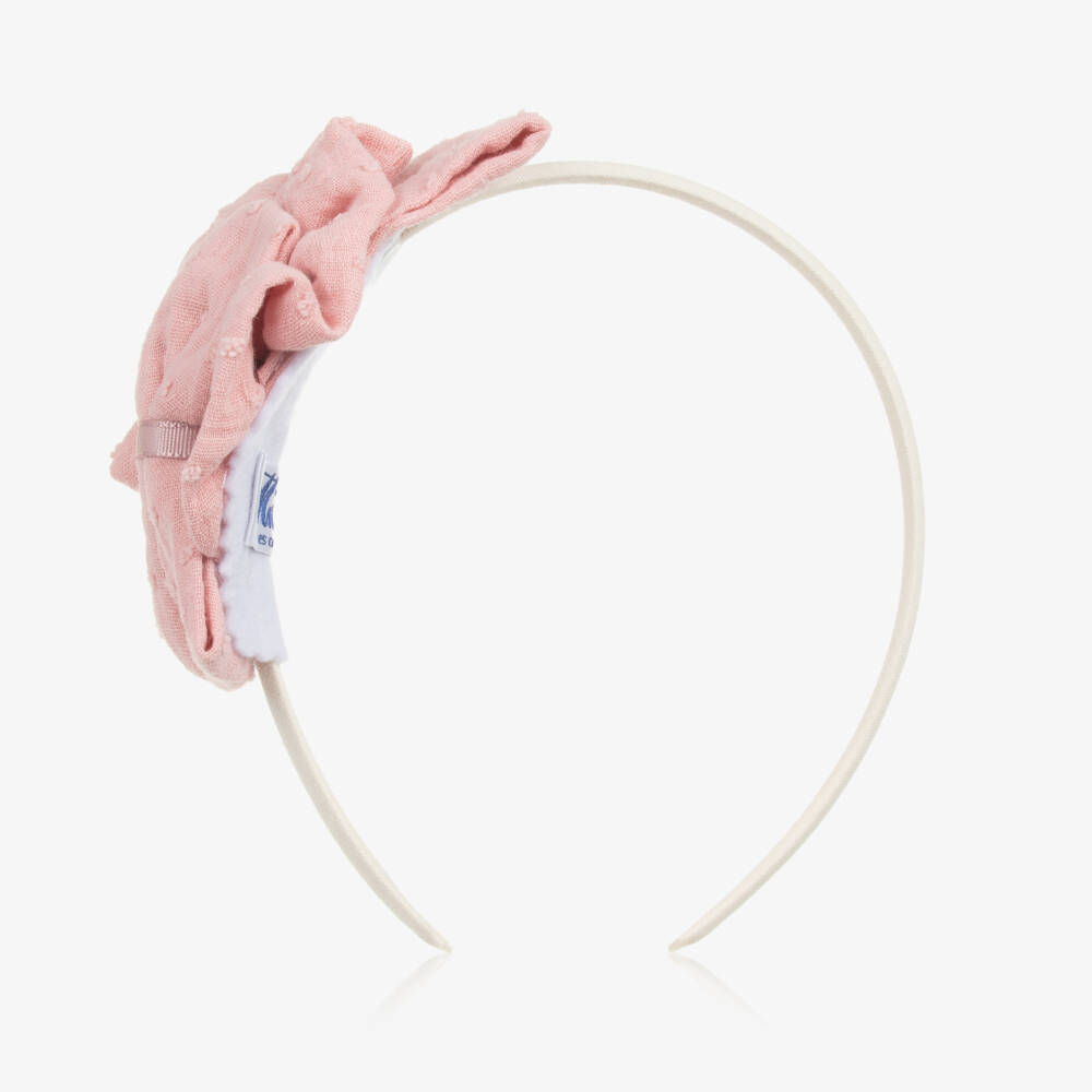 Miranda-Girls Plumeti Rosette Pink Headband | Childrensalon Outlet