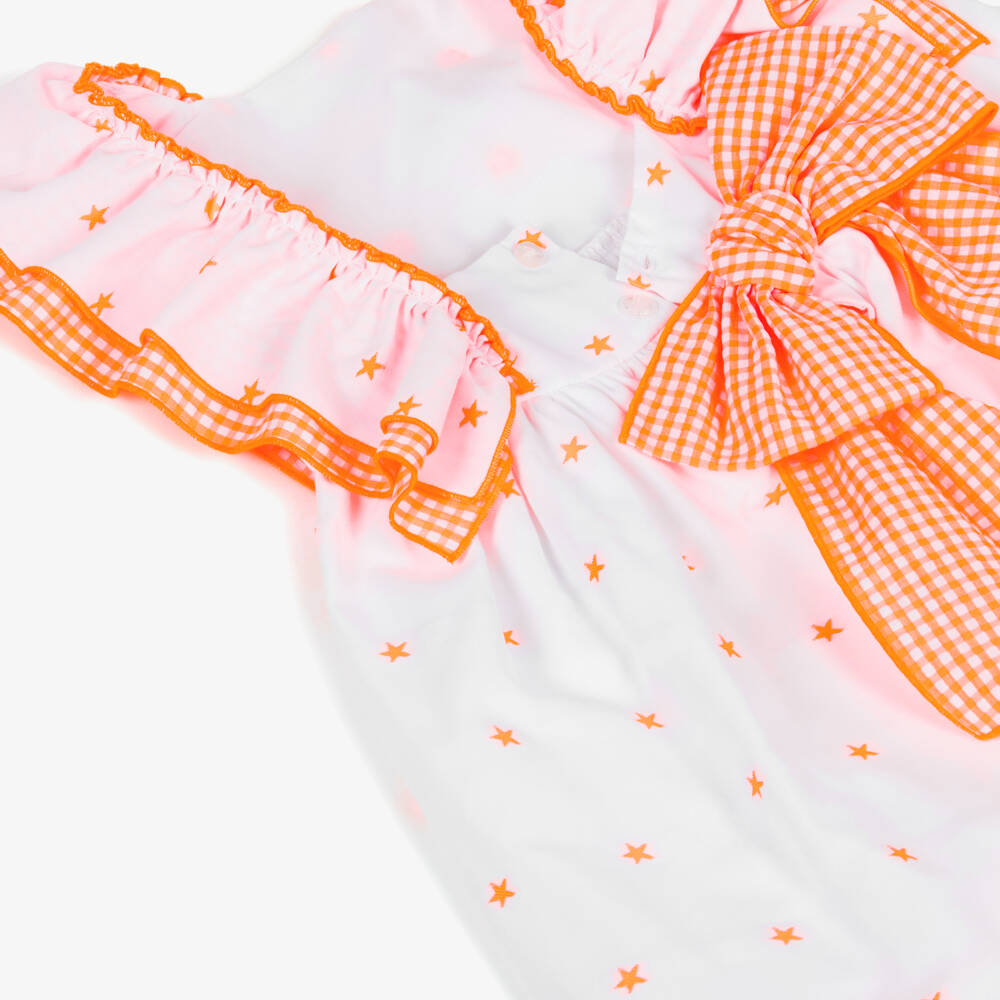 Miranda-Girls Radiant Orange Starry Dress | Childrensalon Outlet