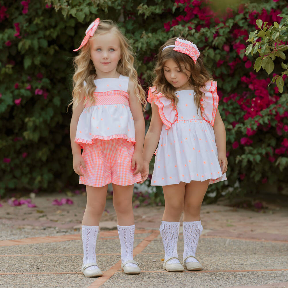 Miranda-Girls Radiant Orange Starry Dress | Childrensalon Outlet