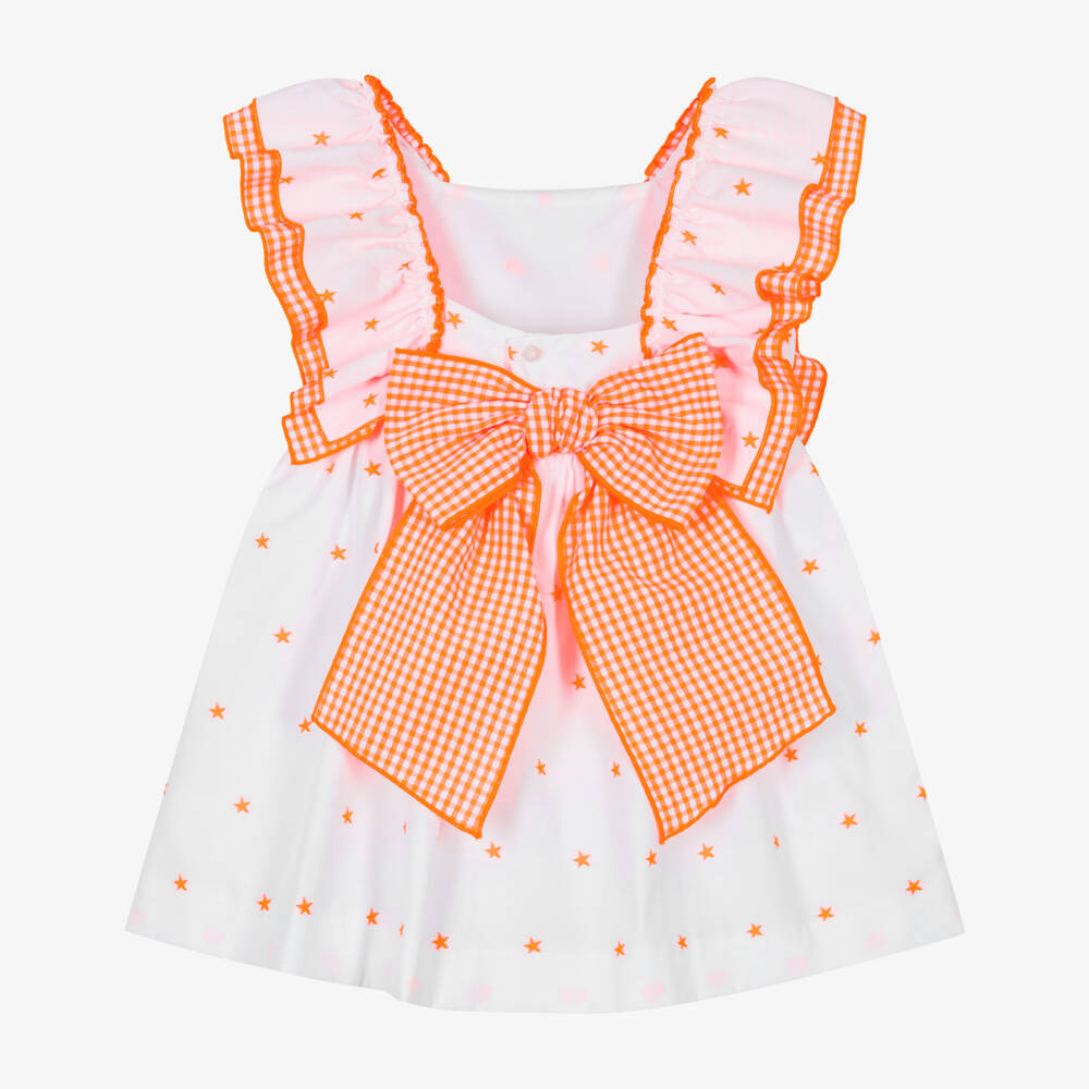 Miranda-Girls Radiant Orange Starry Dress | Childrensalon Outlet