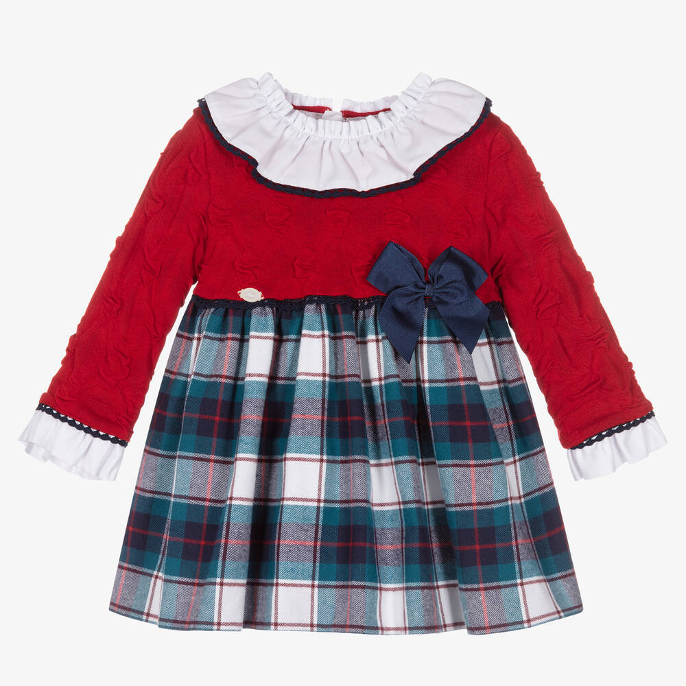 Miranda - Girls Red & Blue Check Dress | Childrensalon