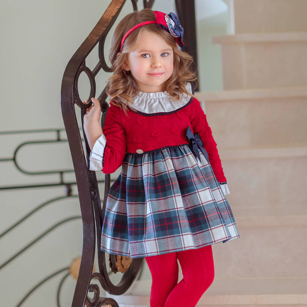 Miranda-Girls Red & Blue Check Dress | Childrensalon Outlet