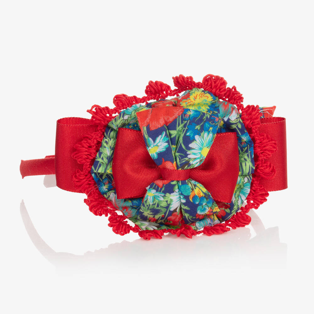 Miranda-Girls Red & Blue Floral Hairband | Childrensalon Outlet