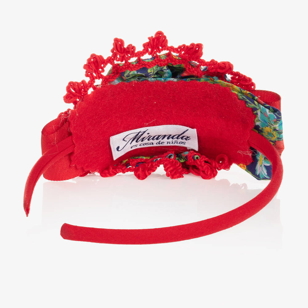 Miranda-Girls Red & Blue Floral Hairband | Childrensalon Outlet