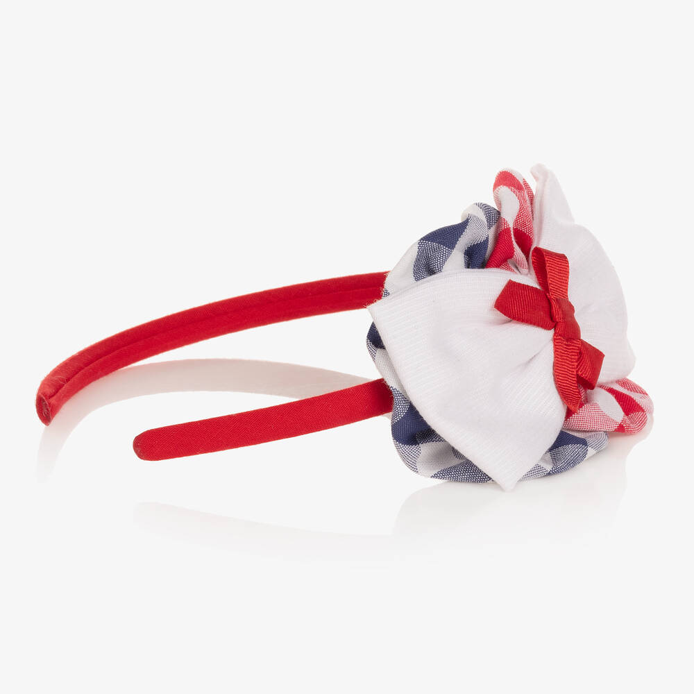 Miranda-Girls Red & Blue Gingham Hairband | Childrensalon Outlet