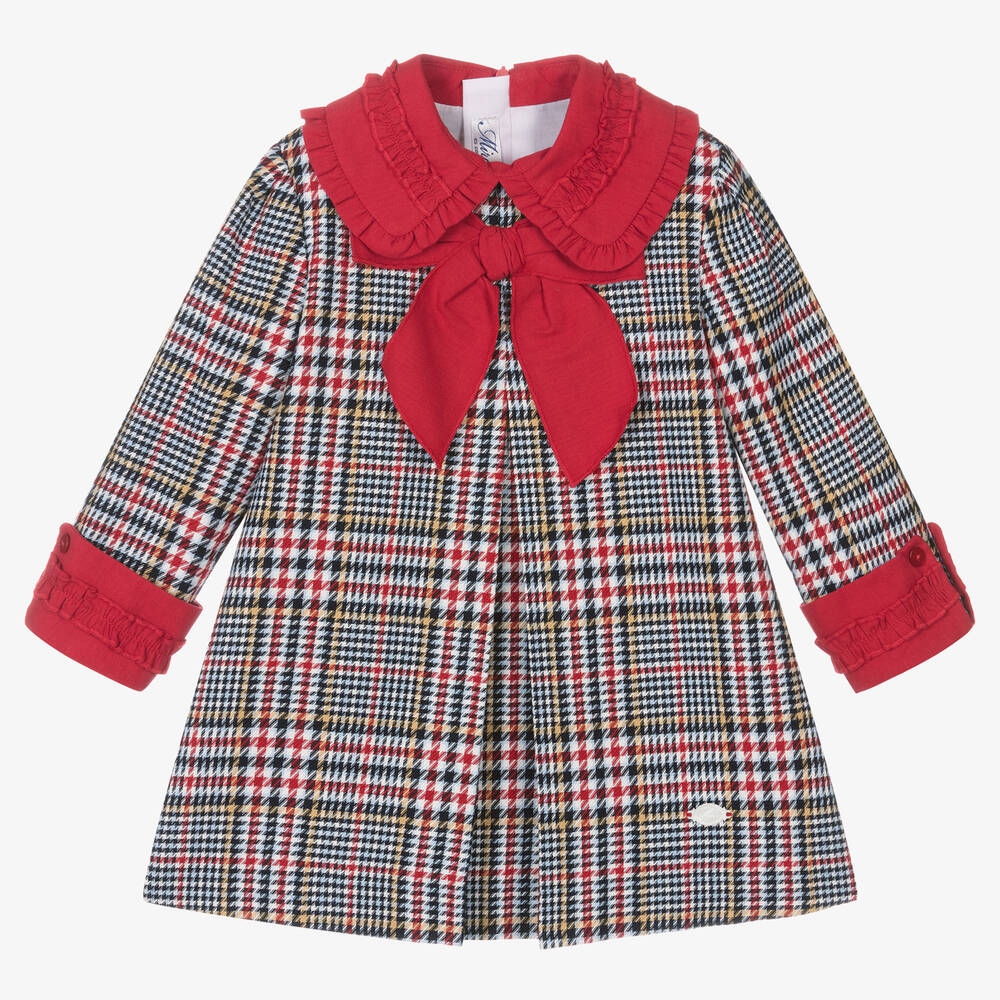 Miranda - Kleid mit Hahnentrittmuster in Rot und Blau für Mädchen | Childrensalon