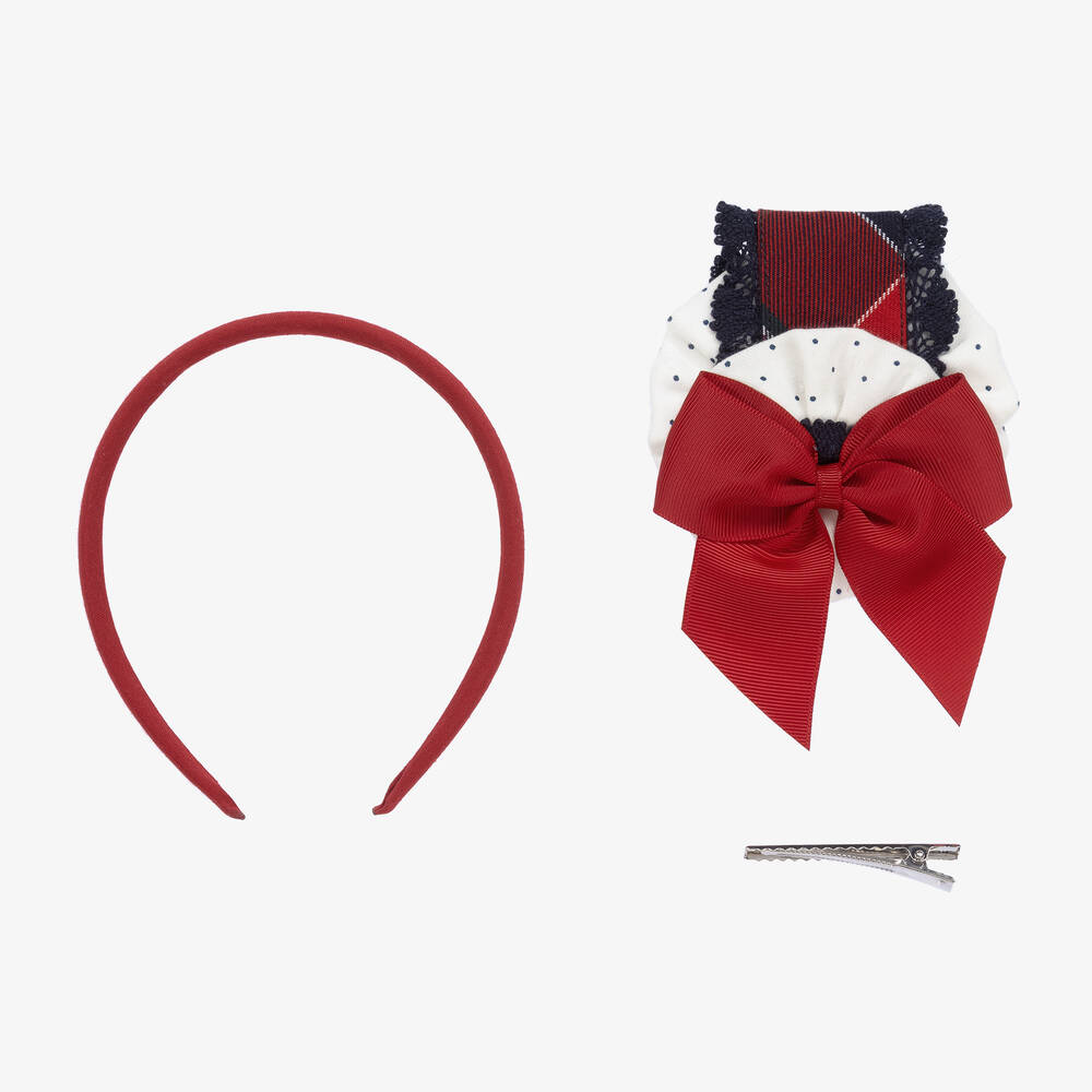 Miranda-Girls Red Bow Rosette Hairband | Childrensalon Outlet