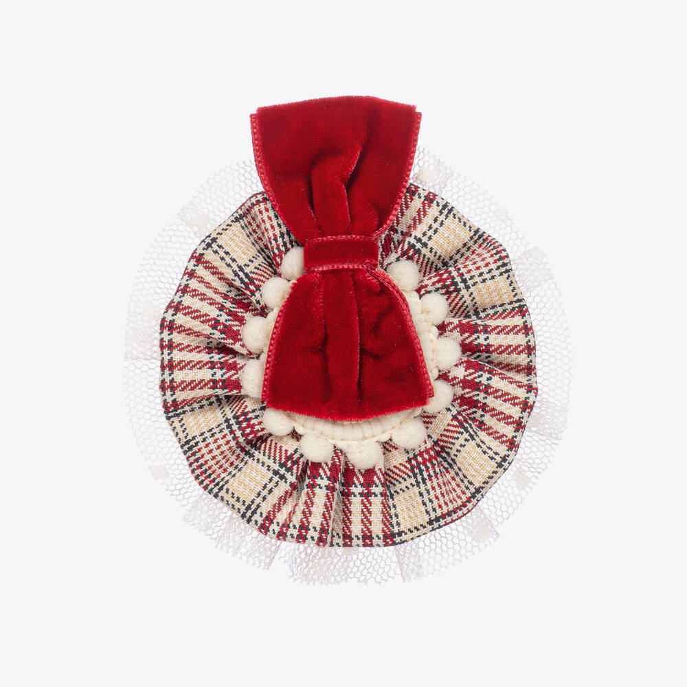 Miranda - Barrette rosette rouge fille (10 cm) | Childrensalon