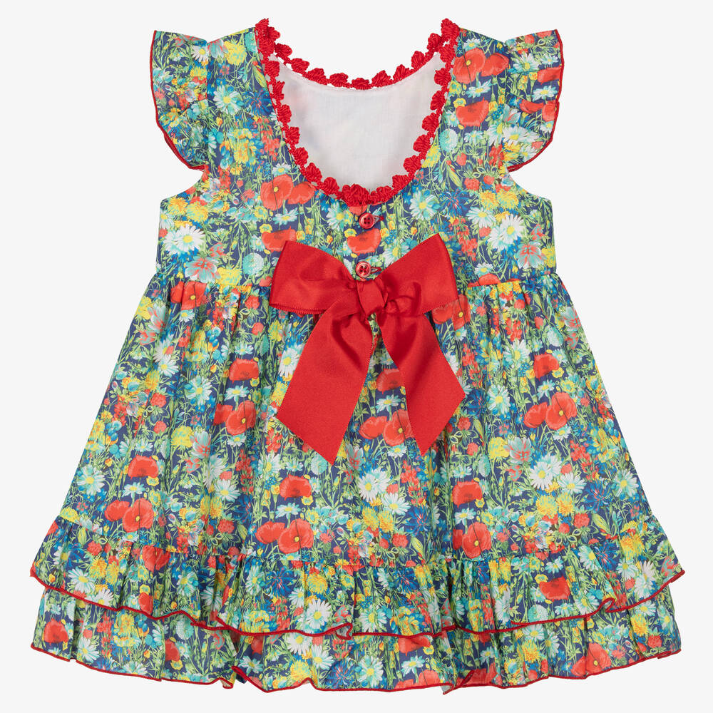 Miranda-Girls Red Cotton Floral Dress | Childrensalon Outlet