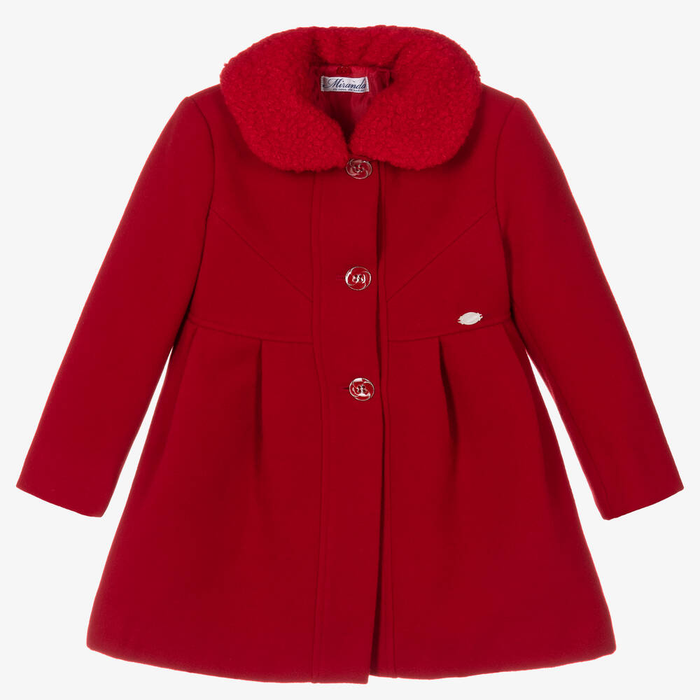 Miranda - Girls Red Felted Coat | Childrensalon