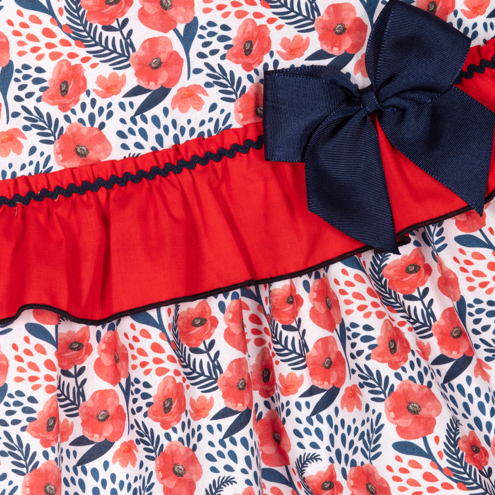 Miranda-Красное хлопковое платье в цветочек для девочек | Childrensalon Outlet
