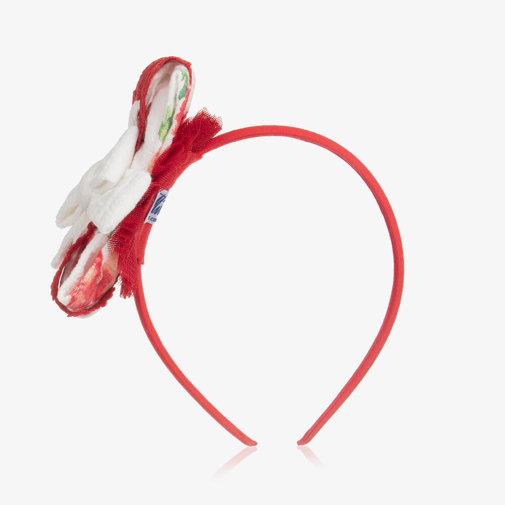 Miranda-Girls Red Flower Lace Hairband | Childrensalon Outlet