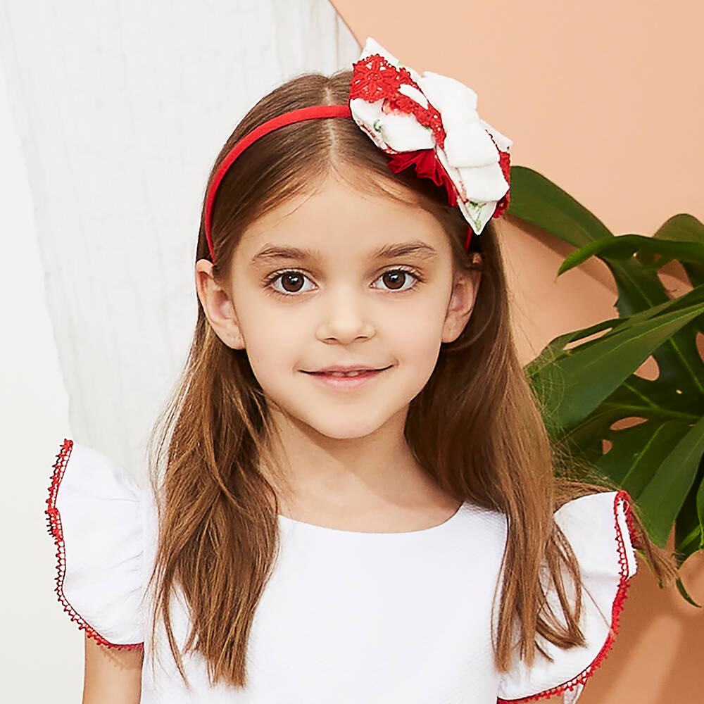 Miranda-Girls Red Flower Lace Hairband | Childrensalon Outlet