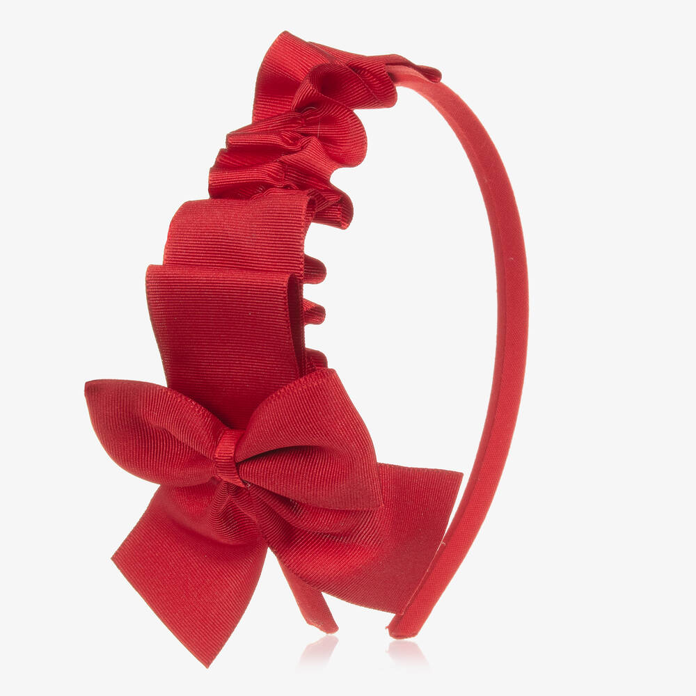 Miranda-Girls Red Grosgrain Ribbon Hairband | Childrensalon Outlet