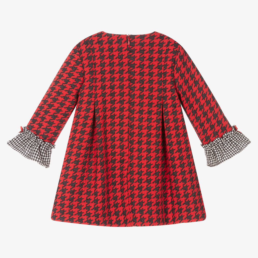 Miranda-Красное платье в гусиную лапку для девочек | Childrensalon Outlet