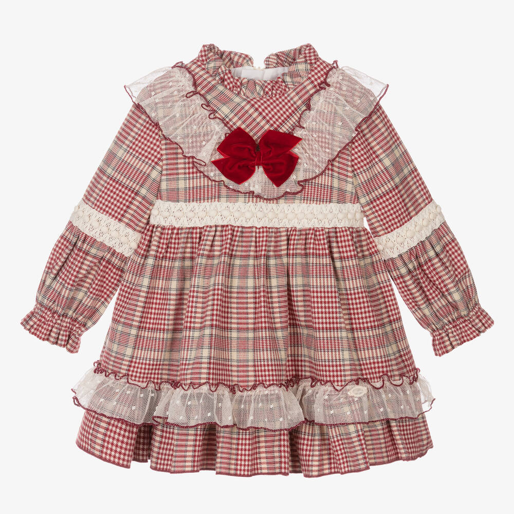 Miranda-Girls Red & Ivory Checked Dress | Childrensalon Outlet