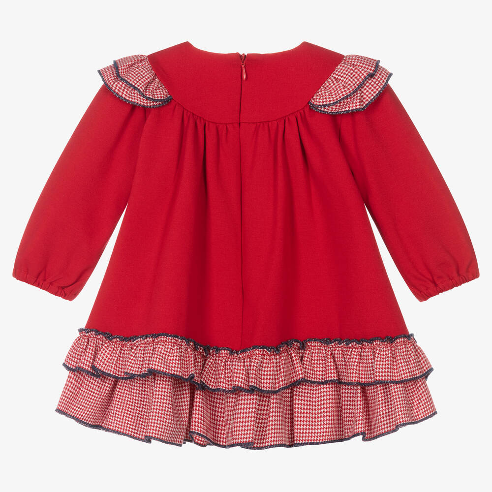 Miranda-Красное платье из миланского джерси в гусиную лапку | Childrensalon Outlet