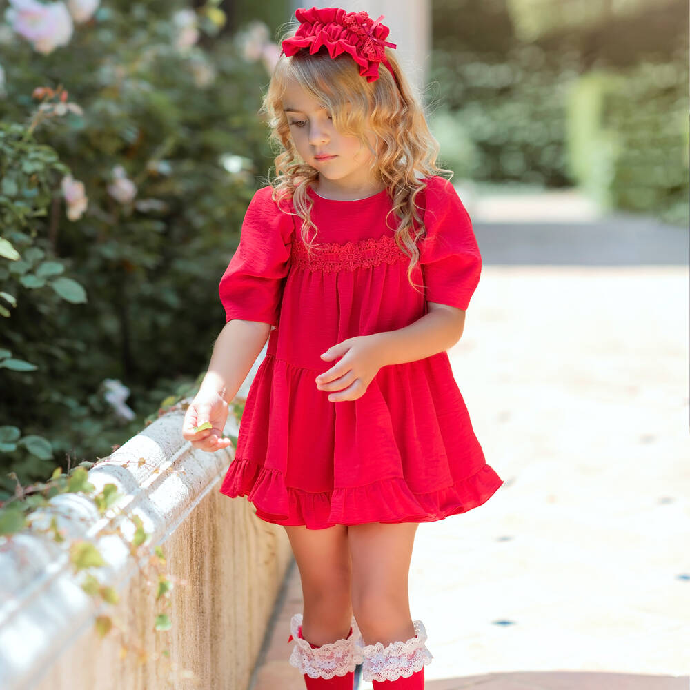Miranda-Girls Red Tiered Dress | Childrensalon Outlet