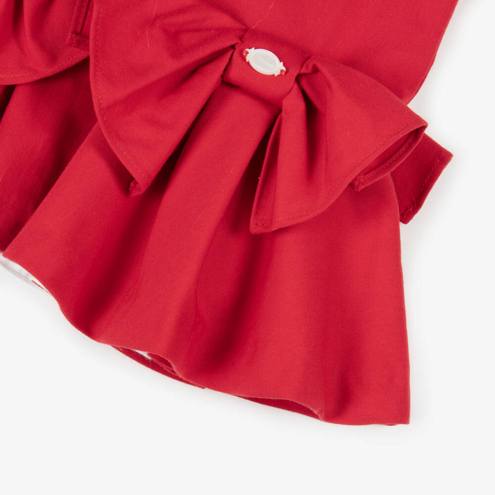 Miranda-Girls Red & White Cotton Pinafore Dress Set | Childrensalon Outlet