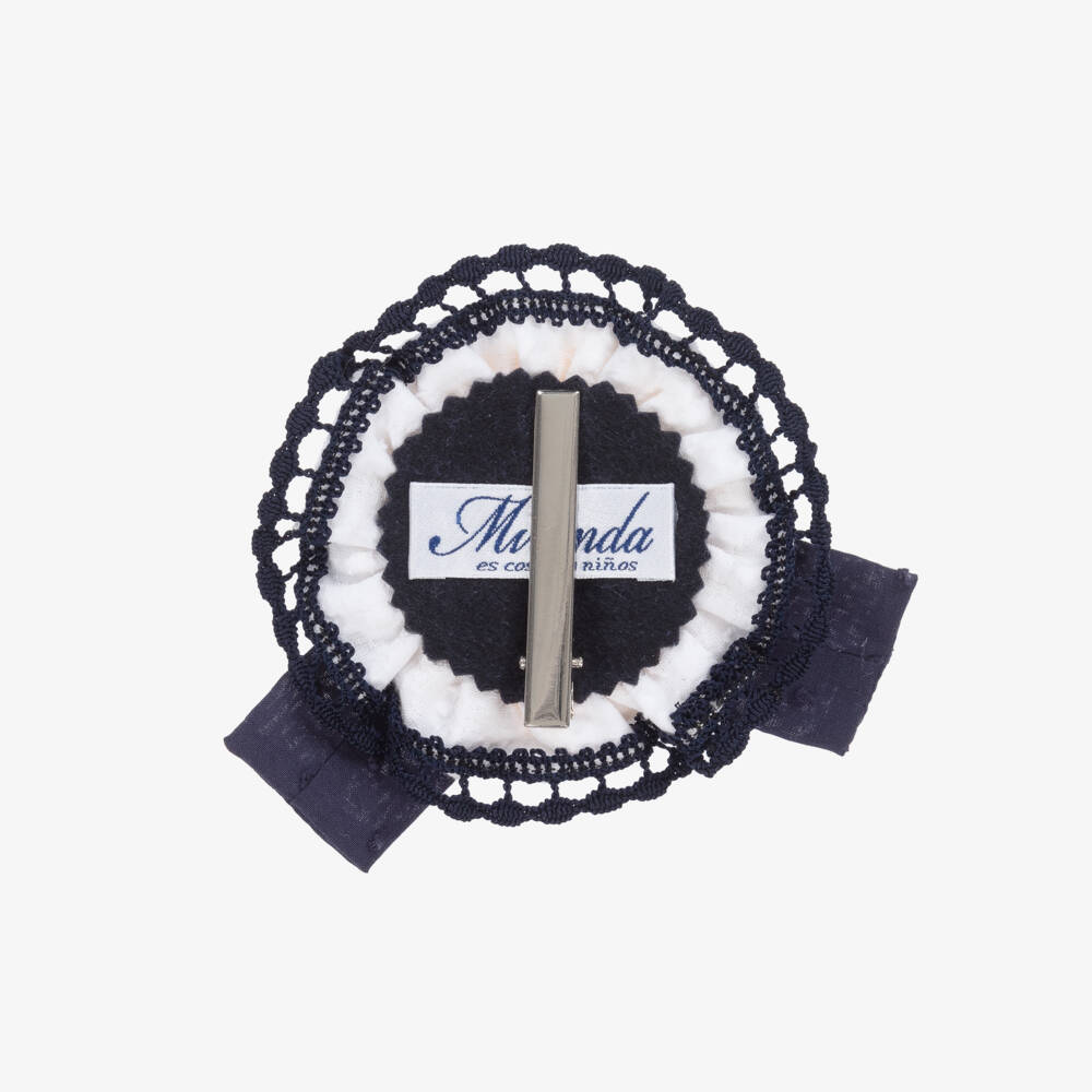 Miranda-Girls Rosette Hairband in Blue & Gold | Childrensalon Outlet