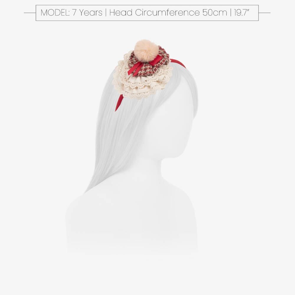 Miranda-Girls Scarlet & Cream Lace Floral Headband | Childrensalon Outlet