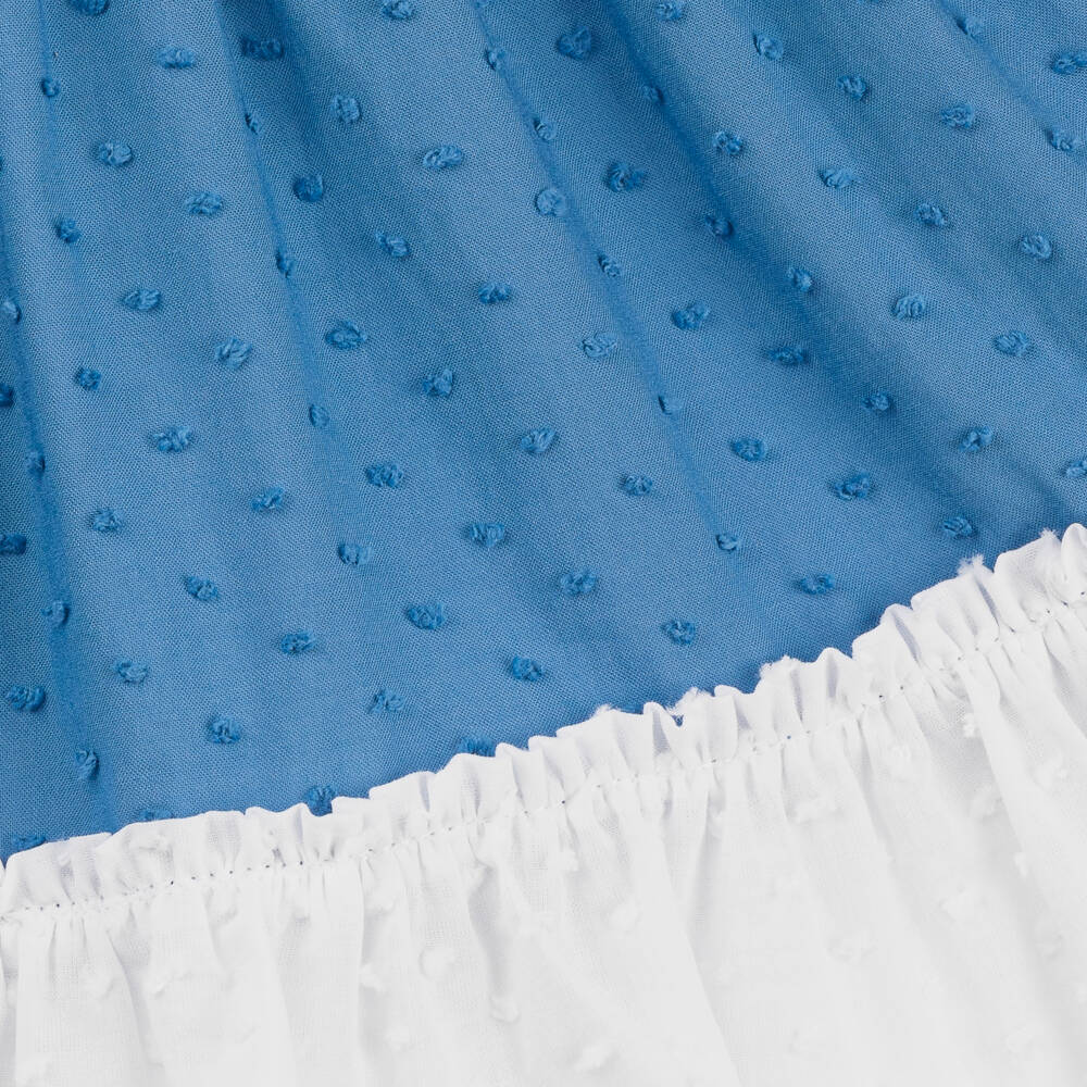 Miranda-فستان صيفي قطني بنقشة بلومتي للبنات بلون السماء | Childrensalon Outlet
