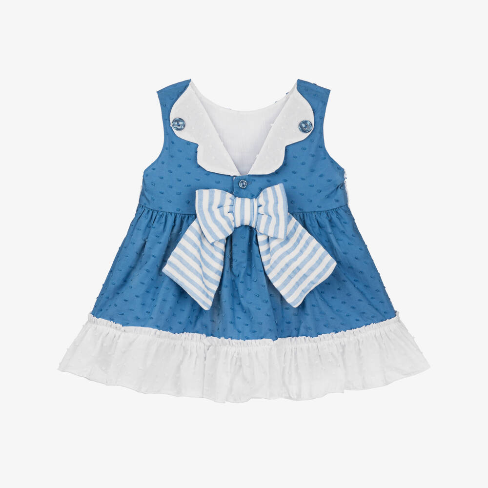 Miranda-فستان صيفي قطني بنقشة بلومتي للبنات بلون السماء | Childrensalon Outlet