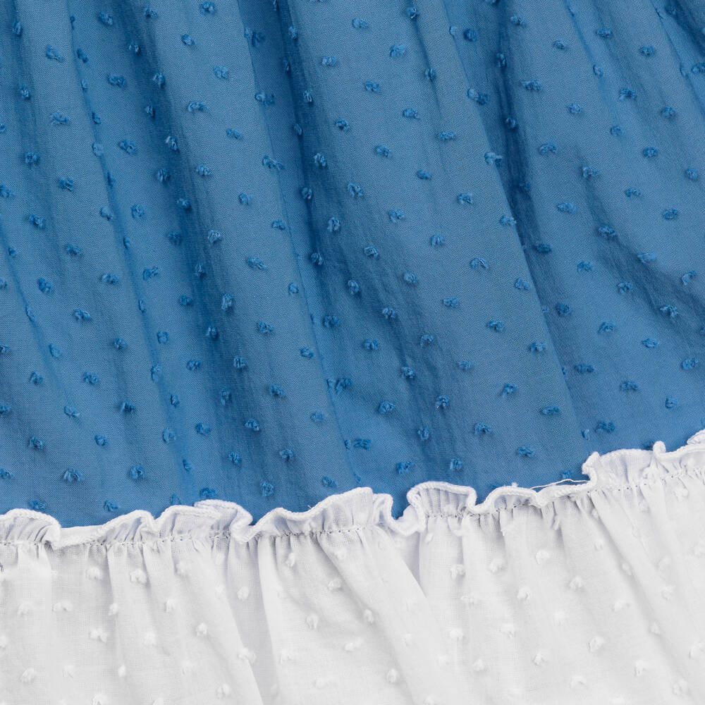 Miranda-Girls Soft Blue Plumeti Frock | Childrensalon Outlet