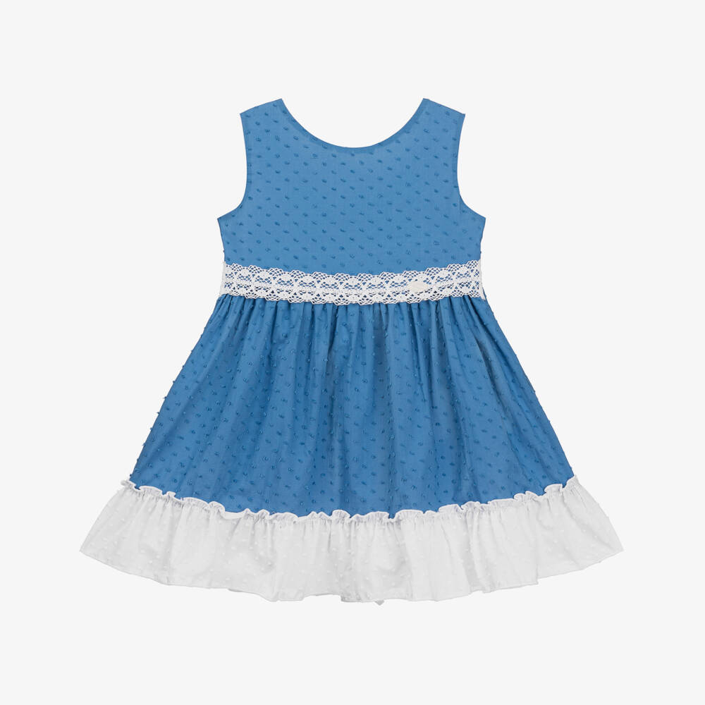 Miranda-Платье из мягкого голубого плумети для девочек | Childrensalon Outlet