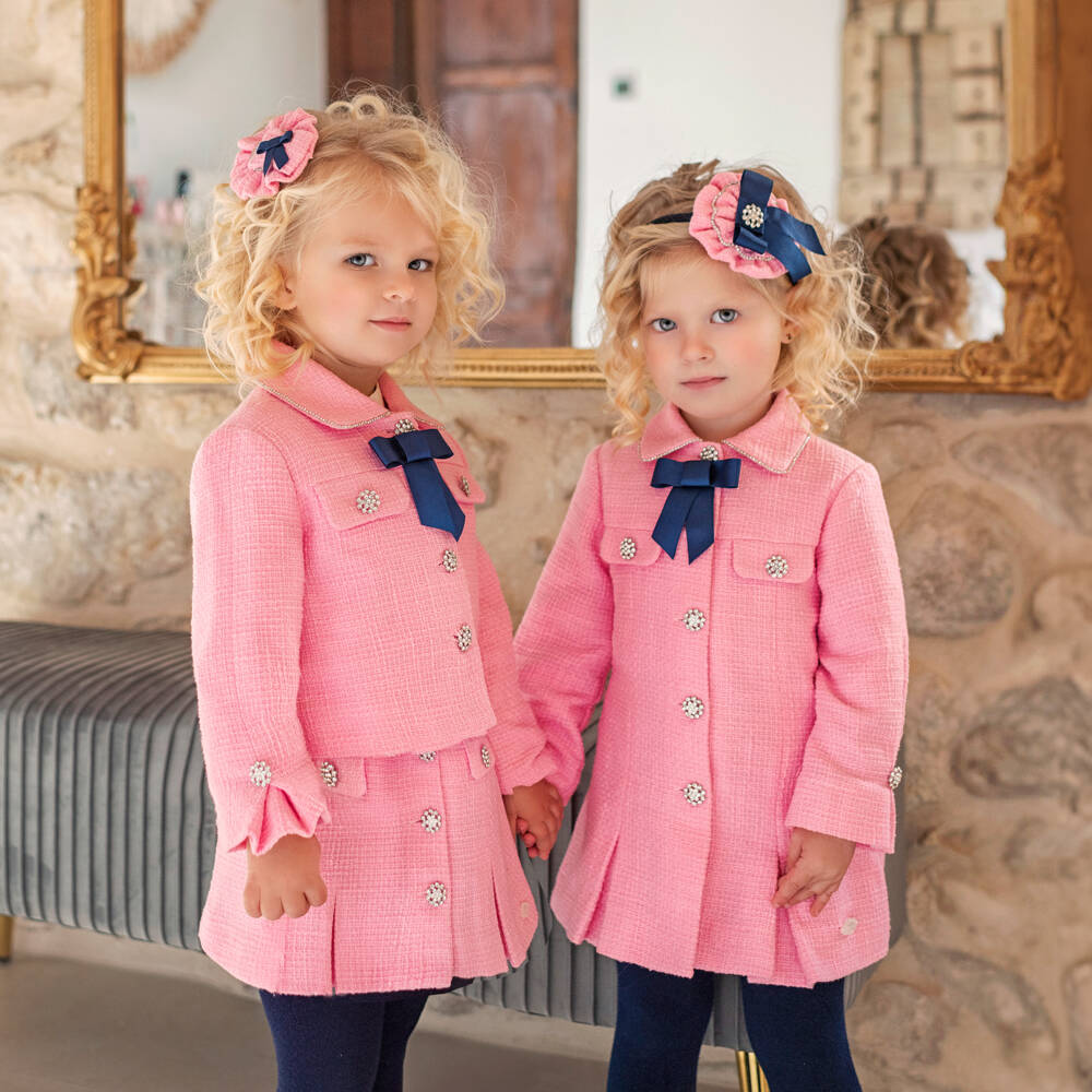 Miranda-Girls Sparkling Pink Tweed Dress | Childrensalon Outlet