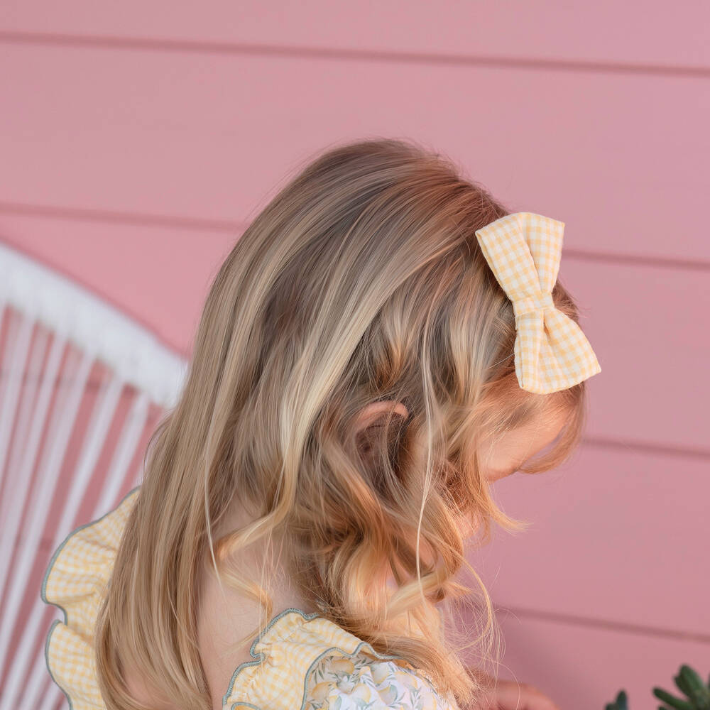 Miranda-Girls' Sunny Checkered Bow Clip | Childrensalon Outlet