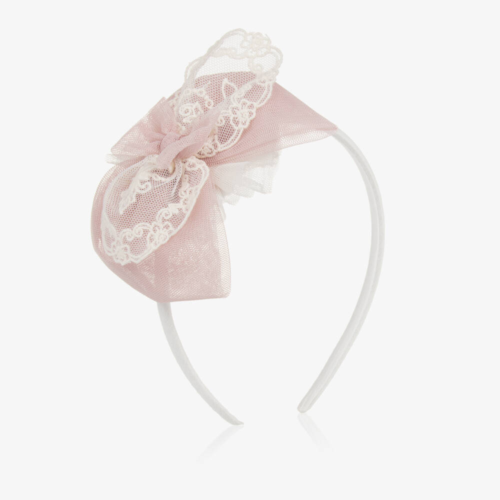 Miranda-Girls Tulle & Lace Pink Headband | Childrensalon Outlet