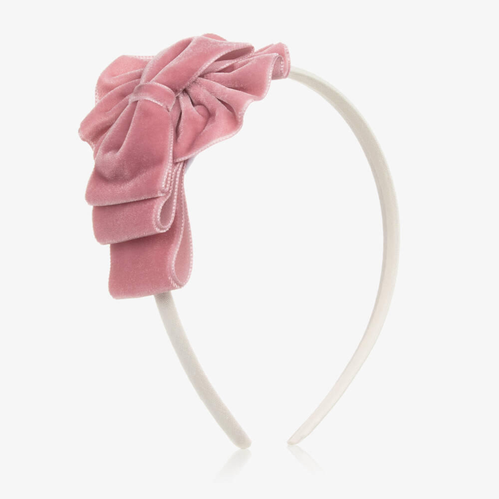 Miranda-Girls Velvet Pink Headband | Childrensalon Outlet