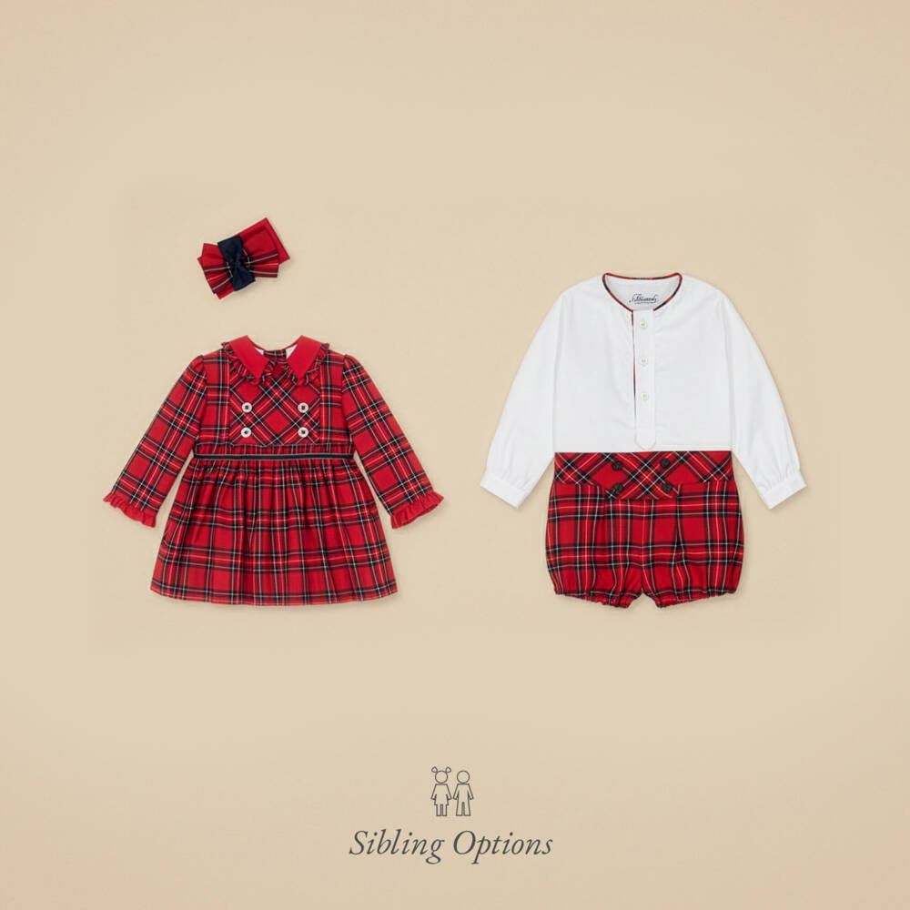 Miranda-Girls Vibrant Red Plaid Dress | Childrensalon Outlet