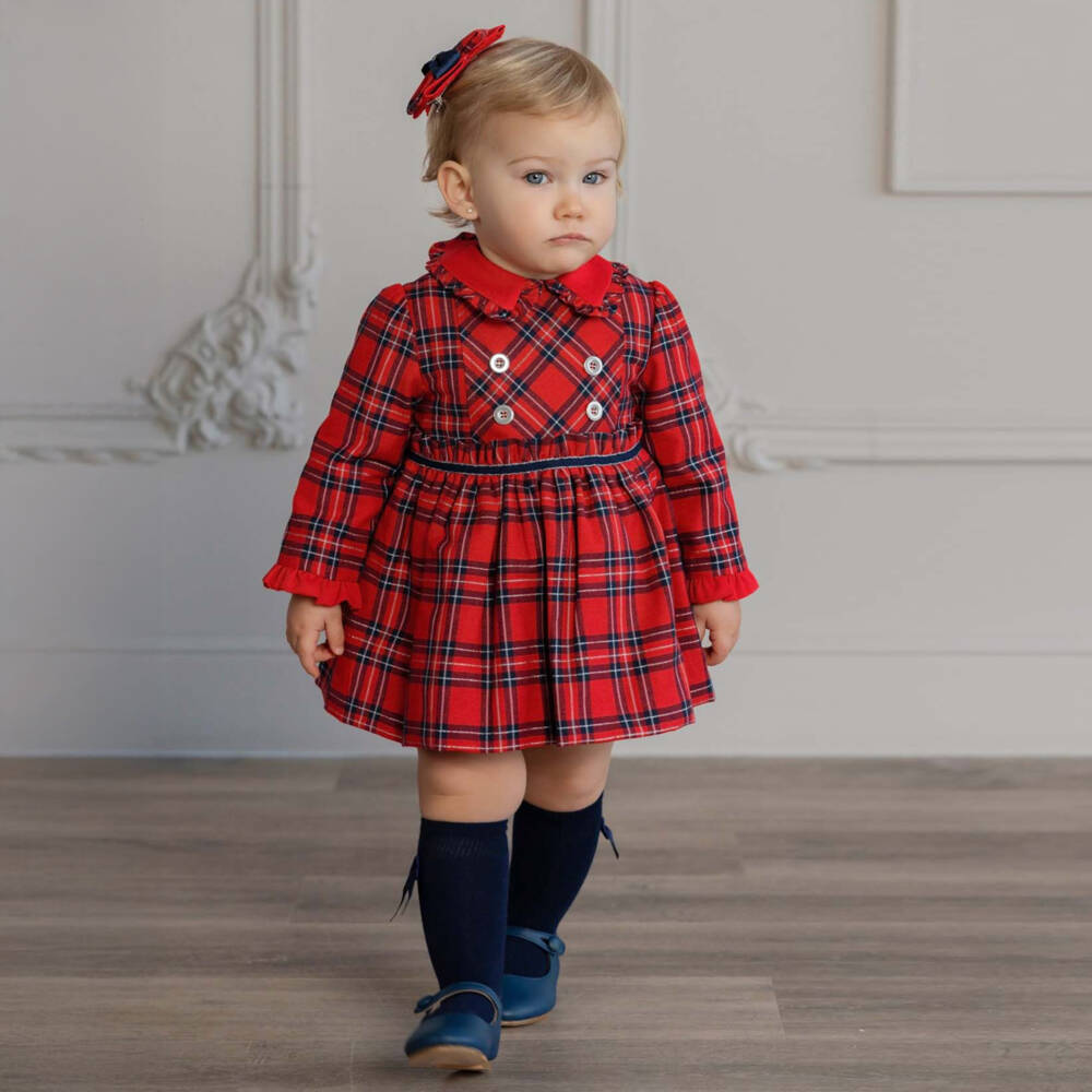 Miranda-Girls Vibrant Red Plaid Dress | Childrensalon Outlet