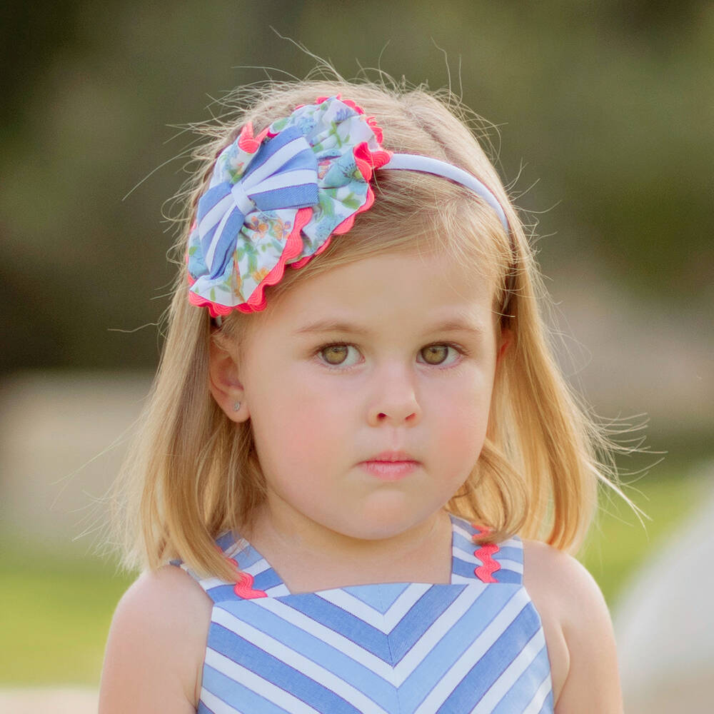 Miranda-Girls White & Blue Floral Hairband | Childrensalon Outlet