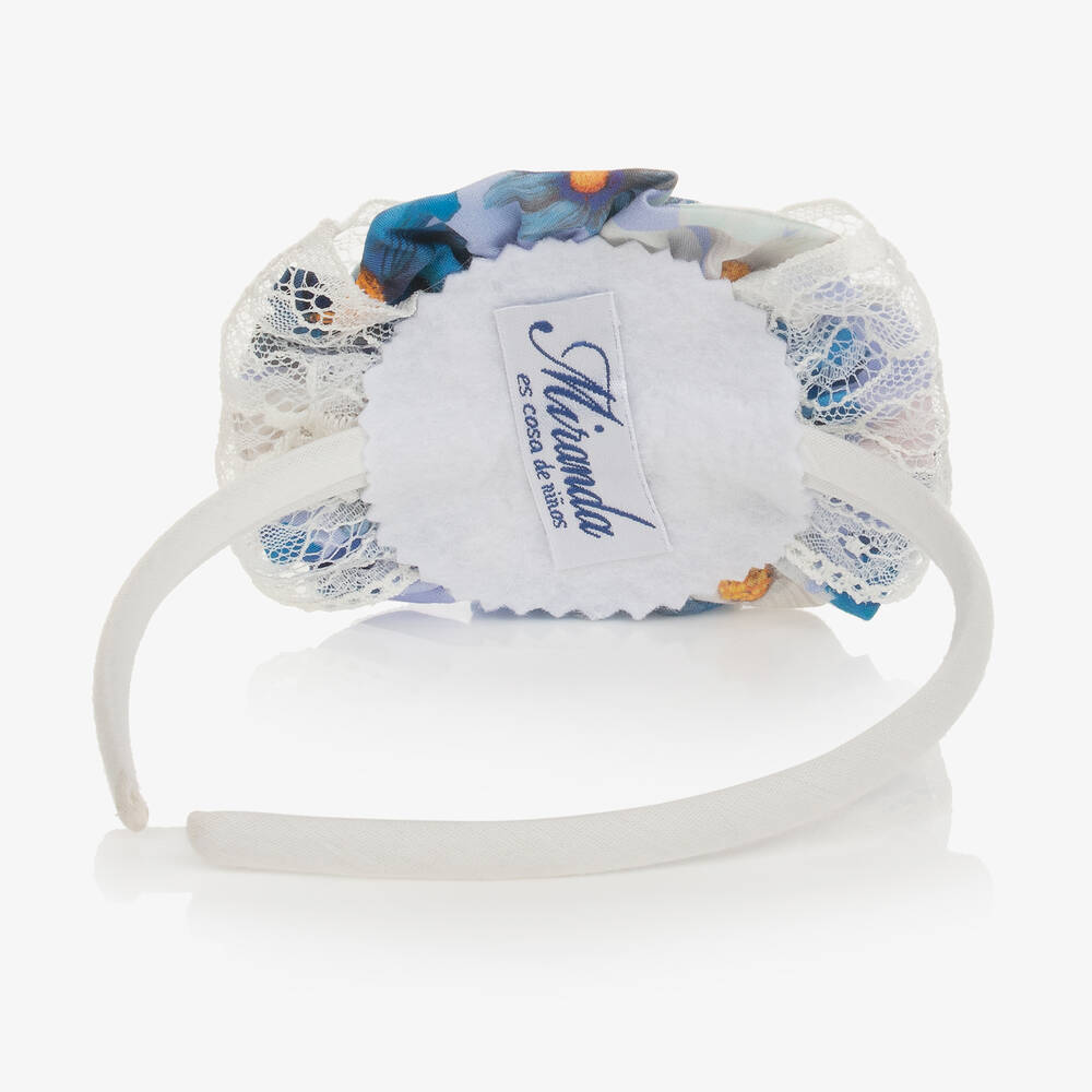 Miranda-Girls White & Blue Rosette Hairband | Childrensalon Outlet