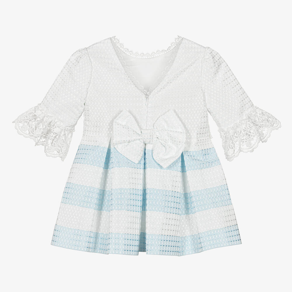 Miranda-Бело-голубое платье в полоску | Childrensalon Outlet
