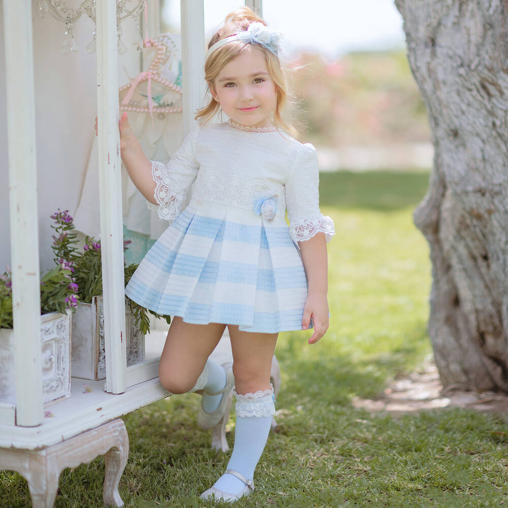 Miranda-Бело-голубое платье в полоску | Childrensalon Outlet