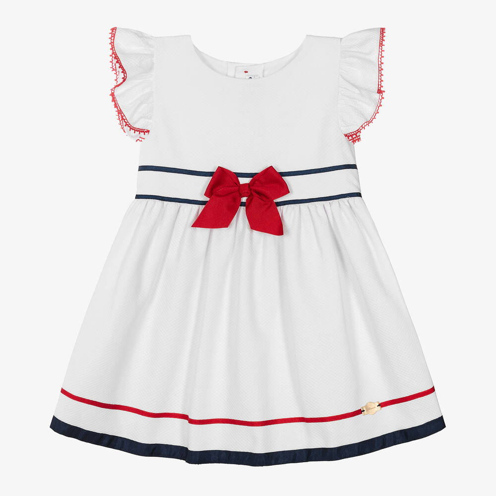 Miranda-فستان مزيج قطن لون أبيض | Childrensalon Outlet