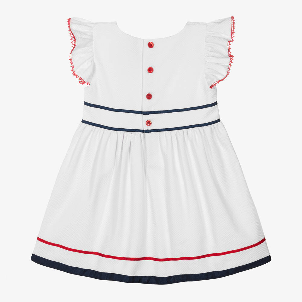 Miranda-Girls White Cotton Bow Dress | Childrensalon Outlet