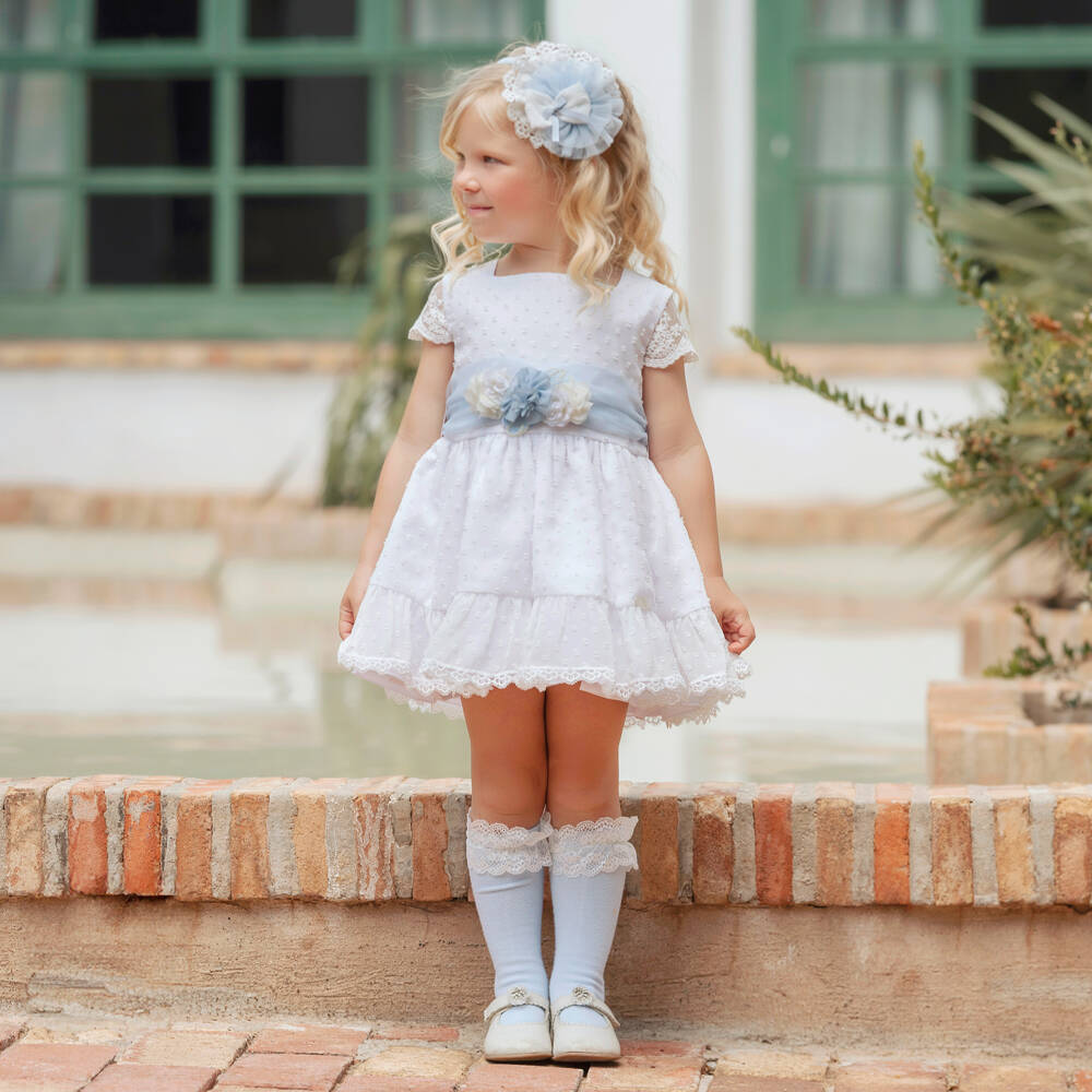 Miranda-Girls White Plumeti Lace Delight | Childrensalon Outlet