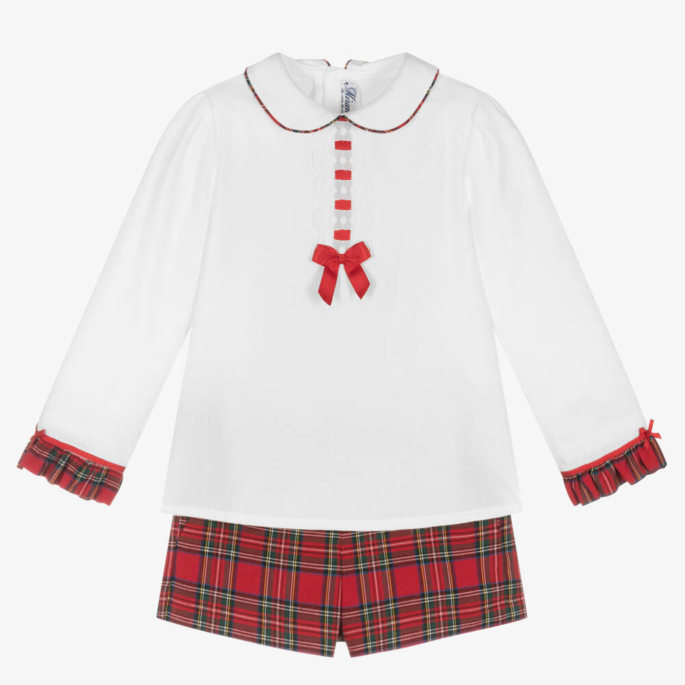 Miranda-Girls White & Red Shorts Set | Childrensalon Outlet