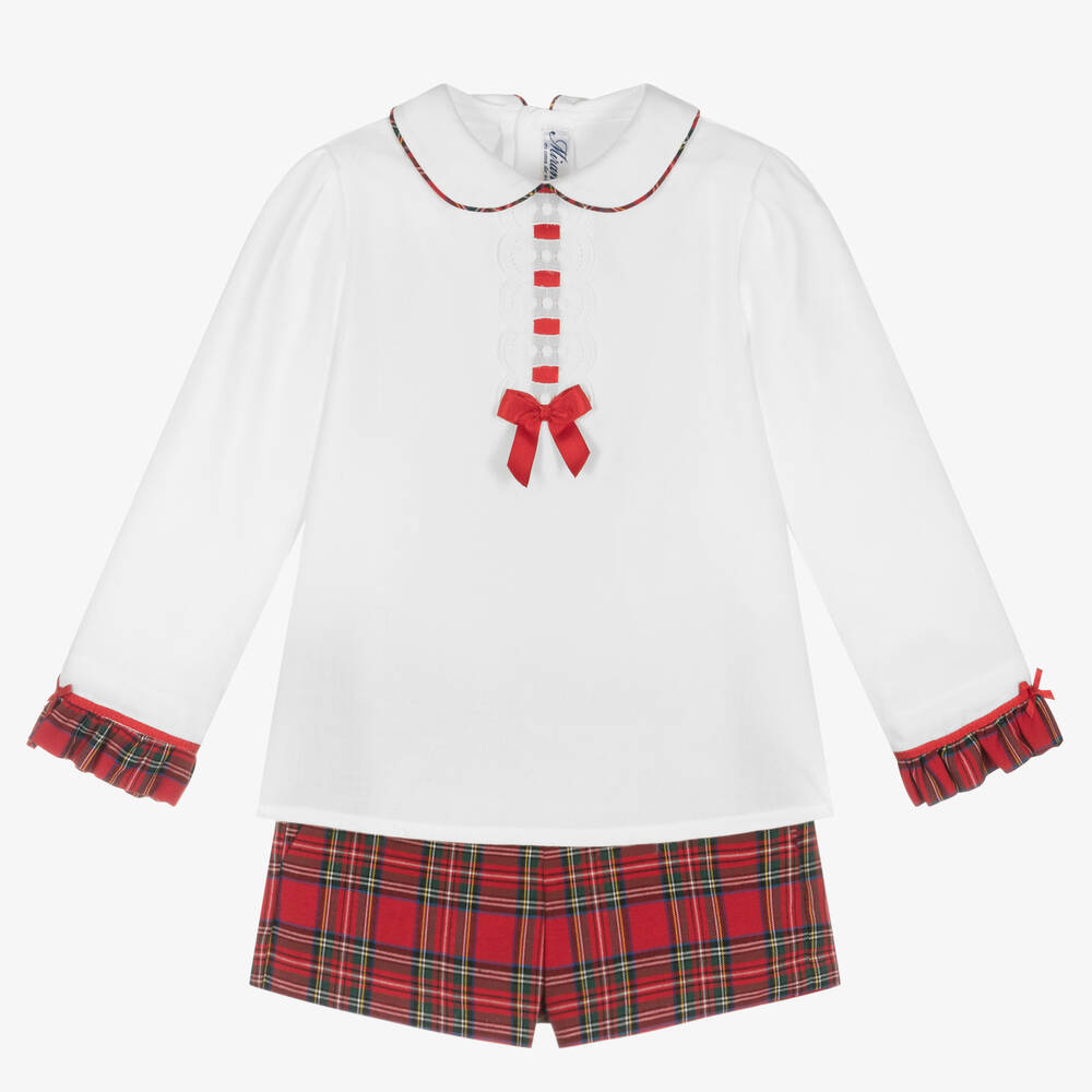 Miranda - Ensemble short blanc rouge Fille | Childrensalon