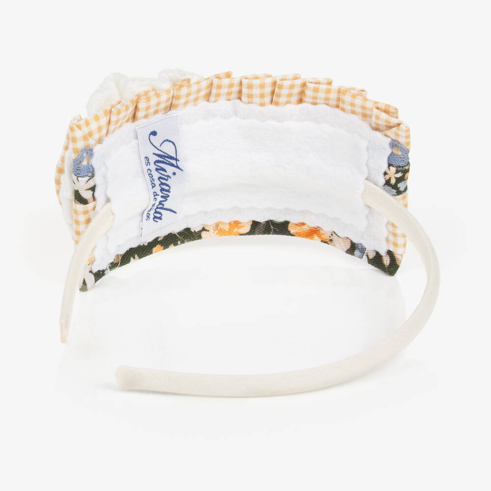 ميراندا-طوق للشعر بطبعة ورود لون أصفر كاروهات للبنات | Childrensalon Outlet