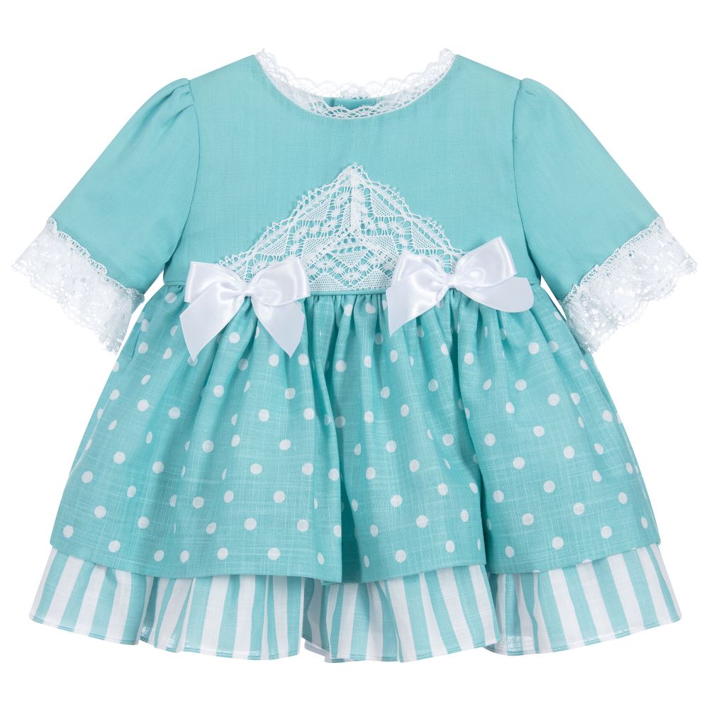 Miranda-Green Cotton & Lace Dress | Childrensalon Outlet