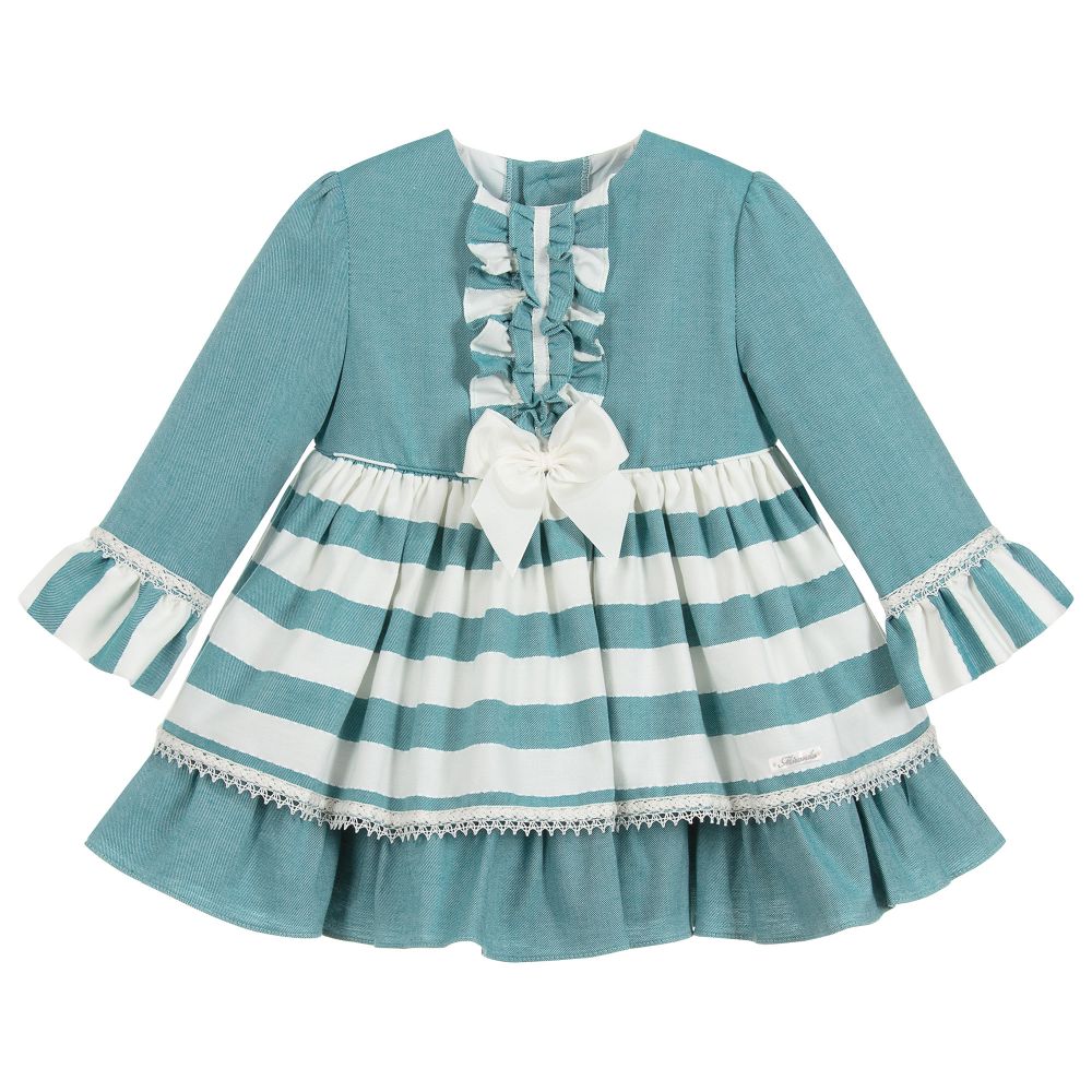 Miranda - Green & Ivory Stripe Dress | Childrensalon