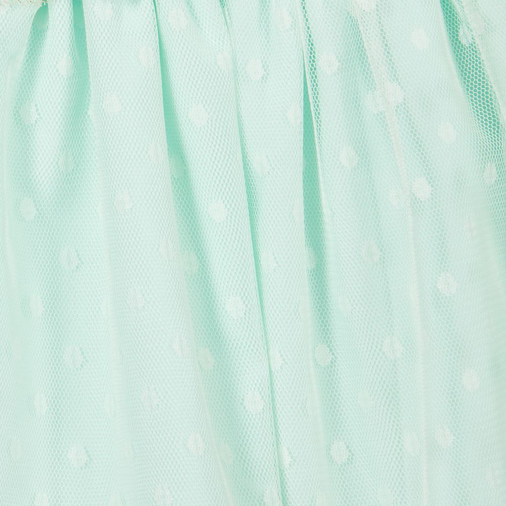 ميراندا-فستان بولي قطن و تول دانتيل لون أخضر | Childrensalon Outlet