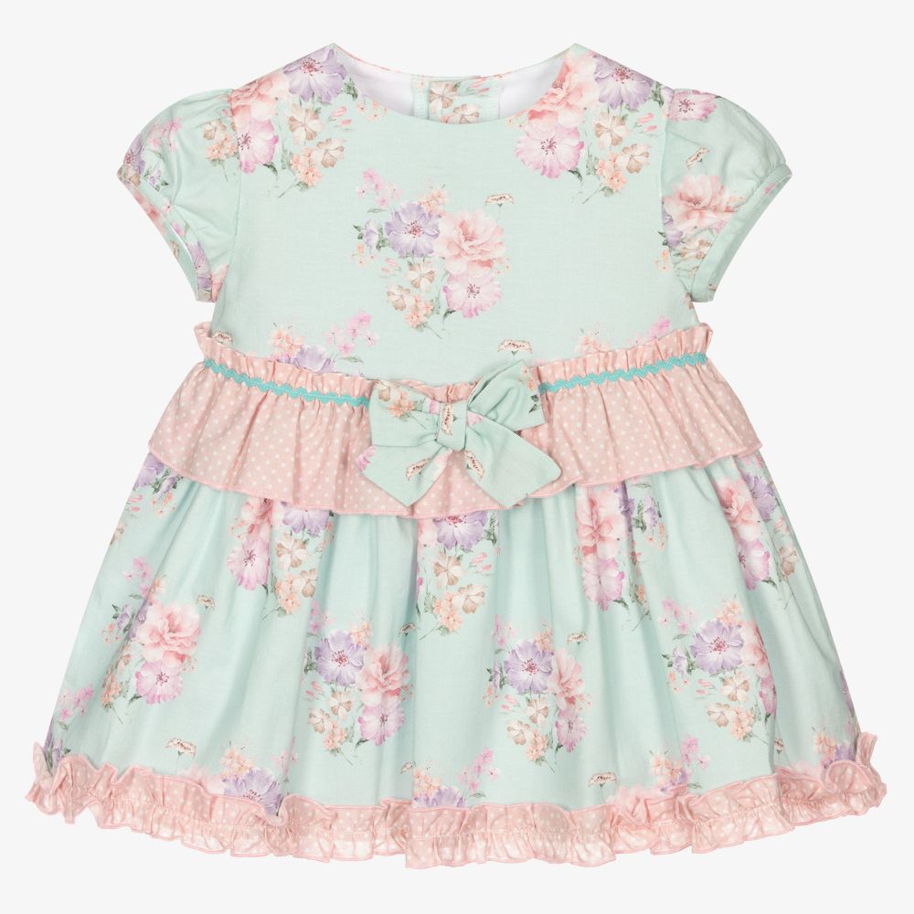 Miranda - Green & Pink Floral Dress  | Childrensalon