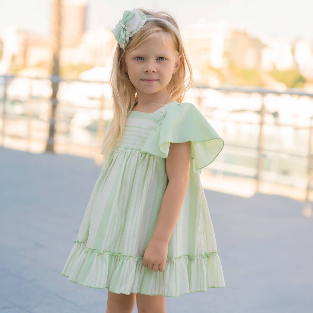 Miranda-Green Stripe Dress | Childrensalon Outlet